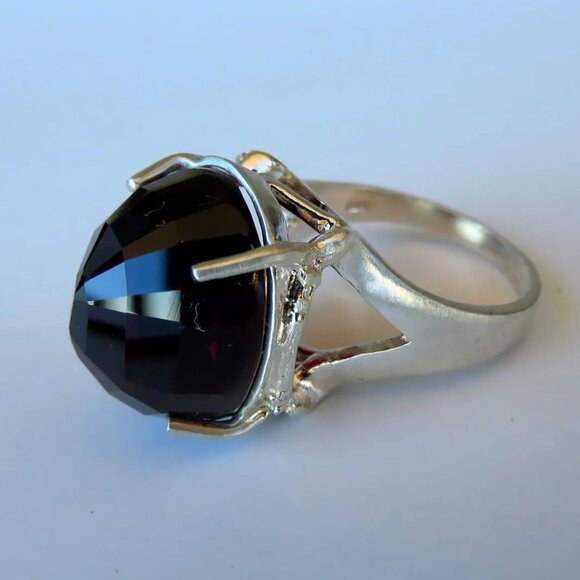 Huge Natural Garnet Dome Ring Reverse Set In Sterling Silver 22.94ct, Size 7 - Picture 10 of 12
